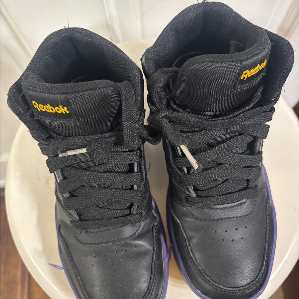Reebok Black High-Top Sneakers with Purple Accents